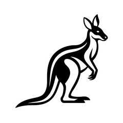 Kangaroo line art mascot logo design. Animal Kangaroo logo silhouette vector illustration on a white background.