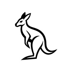 Kangaroo line art mascot logo design. Animal Kangaroo logo silhouette vector illustration on a white background.
