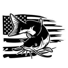 Obraz premium US Catfish | Wildlife | US Outdoor Fishing | Small Angling Tournament | Fisherman | Marine Animal | River Fishing | Aquatic Animal | Original Illustration | Vector and Clipart | Cutfile and Stencil