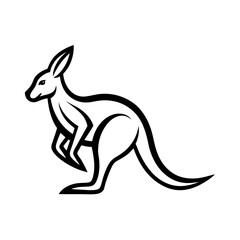 Kangaroo line art mascot logo design. Animal Kangaroo logo silhouette vector illustration on a white background.