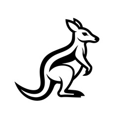 Kangaroo line art mascot logo design. Animal Kangaroo logo silhouette vector illustration on a white background.