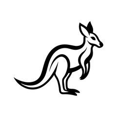 Kangaroo line art mascot logo design. Animal Kangaroo logo silhouette vector illustration on a white background.