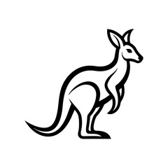 Kangaroo line art mascot logo design. Animal Kangaroo logo silhouette vector illustration on a white background.
