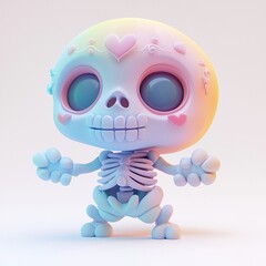 Cute cartoon skeleton character with colorful design