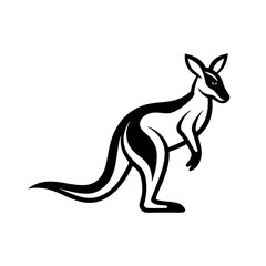 Kangaroo line art mascot logo design. Animal Kangaroo logo silhouette vector illustration on a white background.