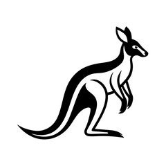 Kangaroo line art mascot logo design. Animal Kangaroo logo silhouette vector illustration on a white background.