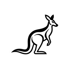 Kangaroo line art mascot logo design. Animal Kangaroo logo silhouette vector illustration on a white background.
