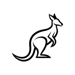 Kangaroo line art mascot logo design. Animal Kangaroo logo silhouette vector illustration on a white background.