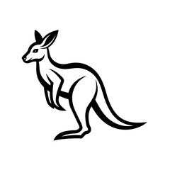 Kangaroo line art mascot logo design. Animal Kangaroo logo silhouette vector illustration on a white background.