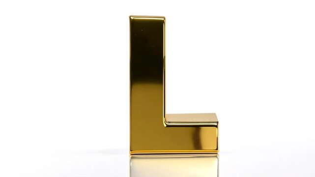 Elegant Gold Letter L Decorative Piece on a White Background Generative AI