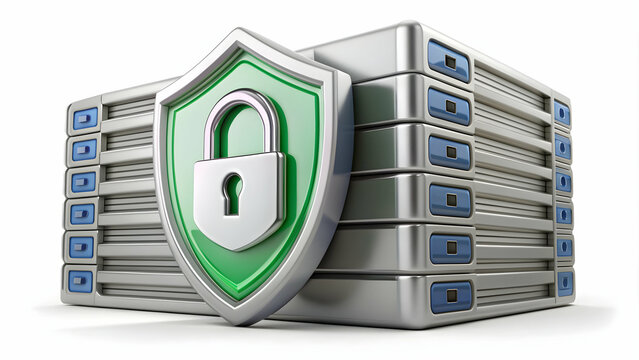 3D Icon as Social engineering icon and secure server concept as A social engineering icon paired with a secure server symbolizing the protection of server infrastructure against social engineering att