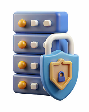3D Icon as Social engineering icon and secure server concept as A social engineering icon paired with a secure server symbolizing the protection of server infrastructure against social engineering att