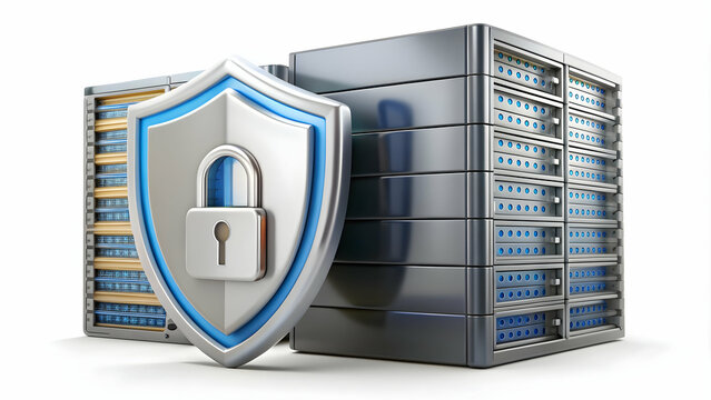 3D Icon as Social engineering icon and secure server concept as A social engineering icon paired with a secure server symbolizing the protection of server infrastructure against social engineering att