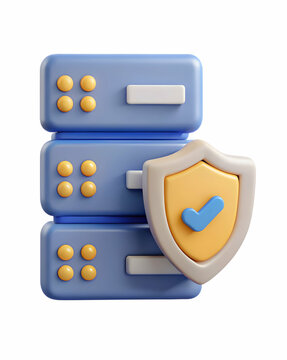 3D Icon as Social engineering icon and secure server concept as A social engineering icon paired with a secure server symbolizing the protection of server infrastructure against social engineering att