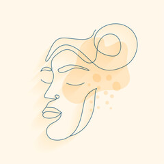 line style minimal woman face outline design