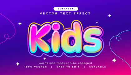 editable colorful kids text effect style