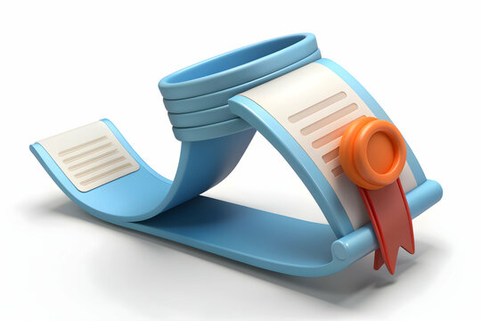 3D Icon as Stretch band and stock certificate concept as A stretch band and a stock certificate representing flexibility training and financial investment perfect for isolated vector designs on a clea