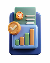 3D Icon as Tax assessment and financial growth icon concept as A tax assessment icon paired with a financial growth icon representing the impact of tax assessments on financial growth perfect for isol
