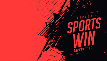 black and red sports win grungy background design