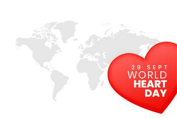 29th sept international heart day background with world map design