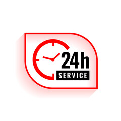 24 hrs open support and assistance background with clock sign