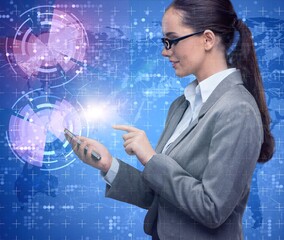 Businesswoman with mobile in business concept