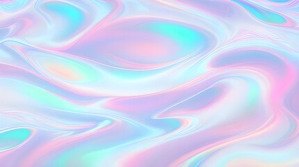 Obraz premium Holographic background seamless trendy iridescent light foil texture. Soft holographic pastel unicorn marble background pattern. Modern pearlescent blurry abstract swirl illustration. 