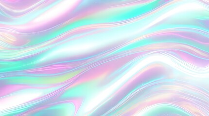 Obraz premium Holographic background seamless trendy iridescent light foil texture. Soft holographic pastel unicorn marble background pattern. Modern pearlescent blurry abstract swirl illustration. 