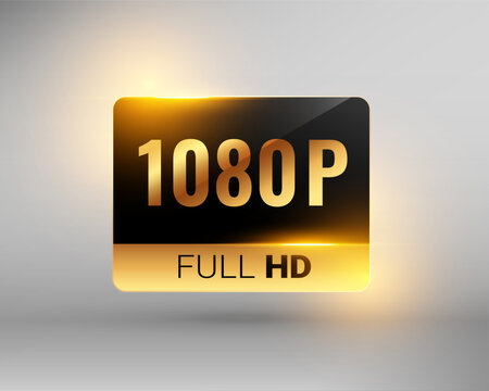 1080p full hd screen resolution dimension tag icon in premium style