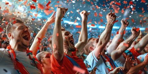 Euphoric Fans Celebrate Victory in a Stadium