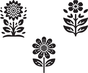 set of floral design elements