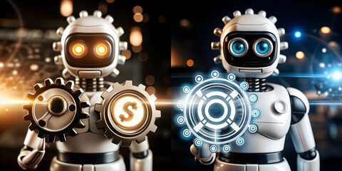 Fototapeta premium Photo Realistic as AI algorithm and SEO concept as An AI algorithm icon paired with an SEO icon representing the use of AI in search engine optimization perfect for isolated vector designs. in Photo 