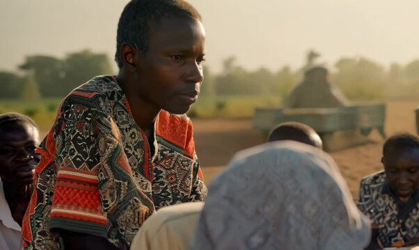 Malawian Man Attending Community Meeting in Traditional Attire