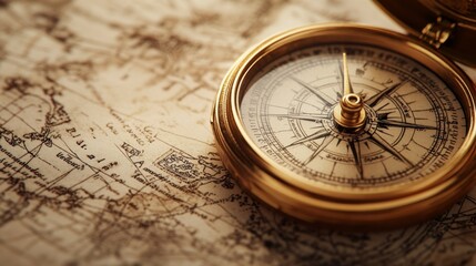 Compass on Old Map.