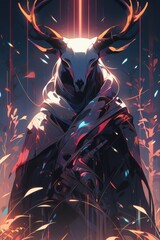 Digital Illustration of a Mystical Deer Figure