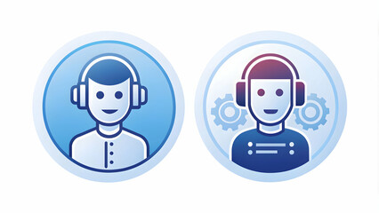 Fototapeta premium Photo Realistic as AI natural language processing and customer service concept as An AI natural language processing icon paired with a customer service icon representing the use of AI in enhancing cus