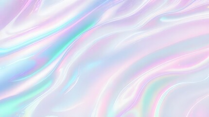 Obraz premium Holographic background seamless trendy iridescent light foil texture. Soft holographic pastel unicorn marble background pattern. Modern pearlescent blurry abstract swirl illustration. 
