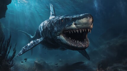 Fototapeta premium megalodon underwater