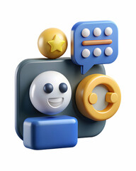 Photo Realistic as AI sentiment analysis and customer feedback concept as An AI sentiment analysis icon paired with a customer feedback icon representing the use of AI in analyzing customer sentiments