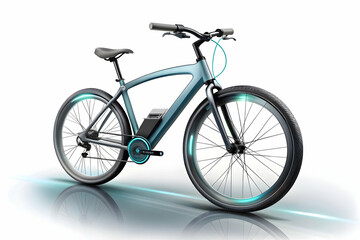 Fototapeta premium Photo Realistic as Electric bicycle and business chart concept as An electric bicycle paired with a business chart representing eco friendly commuting and business performance metrics perfect for isol