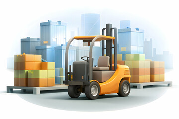 Photo Realistic as Electric forklift and factory floor concept as An electric forklift paired with a factory floor representing eco friendly material handling in manufacturing perfect for isolated vec