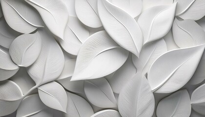 White geometric leaves 3d tiles texture Background banner panorama