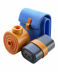 Photo Realistic as Foam roller and wallet concept as A foam roller paired with a wallet representing muscle recovery and financial management ideal for clean and isolated vector designs. in  Photo Sto