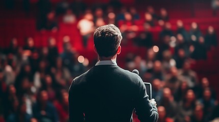 motivational speaker in front of audience