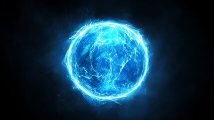 Fototapeta premium blue energy ball on black background