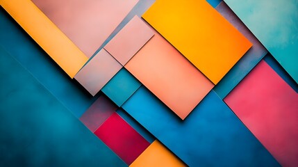 Fototapeta premium Visually striking abstract geometric background with vibrant colors and clean minimalist design providing ample negative space for text overlays covers banners or other design elements