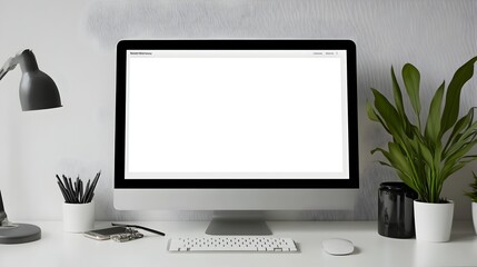 A clean and modern website interface mockup displayed on a computer screen offering a blank and minimalist canvas for custom digital design and development