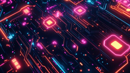 circuit design with mcu microcontroller pattern for wallpaper, technological background, 16:9