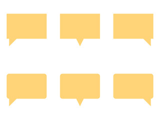 ミニマルな長方形吹き出しセットB：カクカク下付き黄色