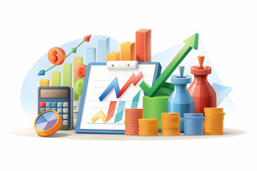 Obraz premium Photo Realistic as Tax planning and stock market analysis concept as Tax planning paired with stock market analysis representing the relationship between tax strategies and investment performance idea